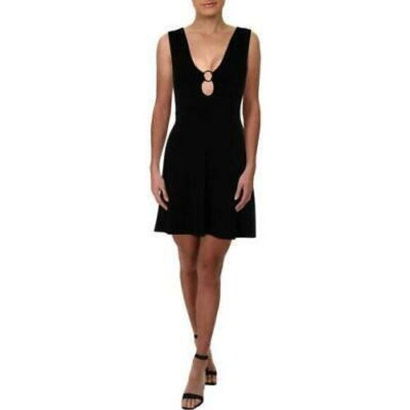 Fore Mini Daytime Dress Size S Sleeveless Metal Ring Detail Black NWT B35 - Picture 1 of 5